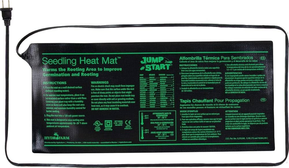 Hydrofarmの9インチX 19.5インチ17ワット苗ヒートマットMT10006